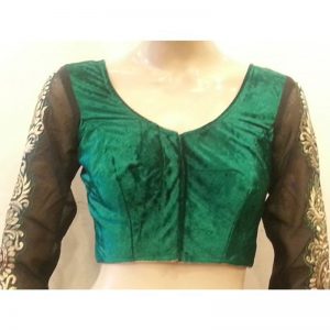 Green Velvet Stitched Readymade Blouse