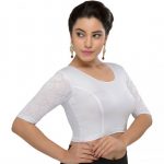 Silver Cotton Lycra Plain Stitched Blouse