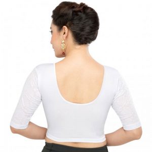 Silver Cotton Lycra Plain Stitched Blouse