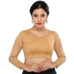 Gold Cotton Lycra Plain Stitched Blouse