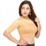 Gold Cotton Lycra Plain Stitched Blouse