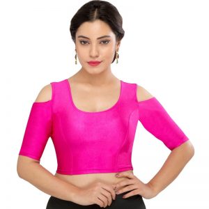 Pink Nylon Plain Stitched Blouse