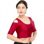 Maroon Nylon Plain Stitched Blouse