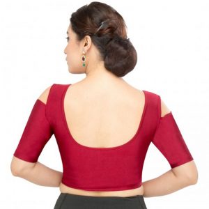 Maroon Nylon Plain Stitched Blouse