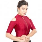 Maroon Cotton Lycra Plain Stitched Blouse