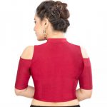 Maroon Cotton Lycra Plain Stitched Blouse