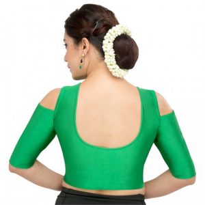 Green Nylon Plain Stitched Blouse