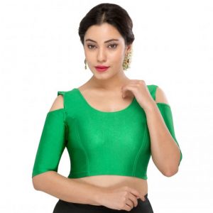 Green Nylon Plain Stitched Blouse