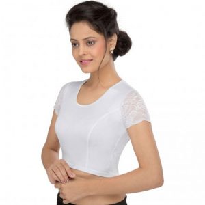 Silver Cotton Lycra Plain Stitched Blouse