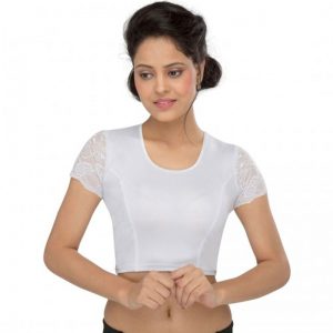 Silver Cotton Lycra Plain Stitched Blouse