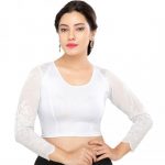 Silver Cotton Lycra Plain Stitched Blouse