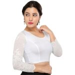 Silver Cotton Lycra Plain Stitched Blouse