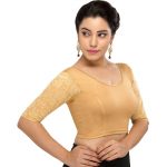 Gold Cotton Lycra Plain Stitched Blouse