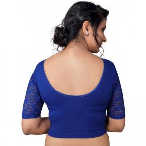 Royal Blue Cotton Lycra Plain Stitched Blouse