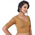 Gold Cotton Lycra Plain Stitched Blouse