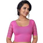 Pink Cotton Lycra Plain Stitched Blouse