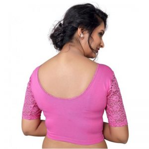 Pink Cotton Lycra Plain Stitched Blouse