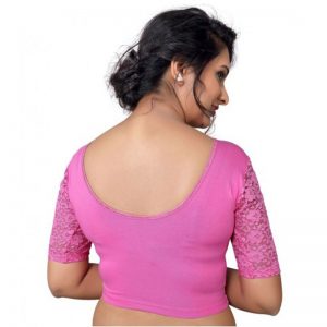 Pink Cotton Lycra Plain Stitched Blouse