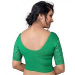 Green Cotton Lycra Plain Stitched Blouse