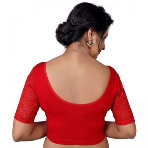 Red Cotton Lycra Plain Stitched Blouse