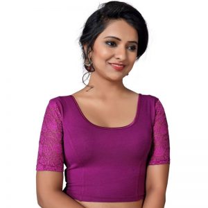 Purple Cotton Lycra Plain Stitched Blouse