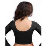 Black Cotton Lycra Plain Stitched Blouse