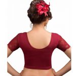 Maroon Cotton Lycra Plain Stitched Blouse