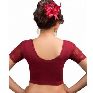 Maroon Cotton Lycra Plain Stitched Blouse