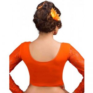 Orange Cotton Lycra Plain Stitched Blouse