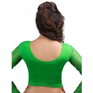 Parrot Green Cotton Lycra Plain Stitched Blouse