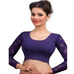 Purple Cotton Lycra Plain Stitched Blouse