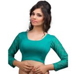 Rama Green Cotton Lycra Plain Stitched Blouse