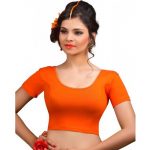 Orange Cotton Lycra Plain Stitched Blouse
