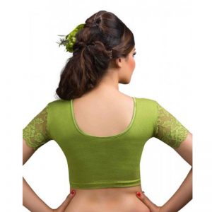 Mehendi Green Velvet Plain Stitched Blouse