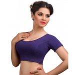 Purple Cotton Lycra Plain Stitched Blouse