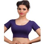 Purple Cotton Lycra Plain Stitched Blouse