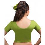 Mehendi Green Cotton Lycra Plain Stitched Blouse