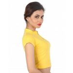 Yellow Colour Cotton Lycra Plain Stitched Blouse