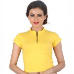 Yellow Colour Cotton Lycra Plain Stitched Blouse