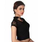 Black Colour Cotton Lycra Plain Stitched Blouse