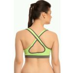 Green Cotton Lycra Fitness Padded Stretch Sports Bra