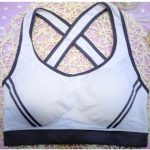 Grey Cotton Lycra Fitness Padded Stretch Sports Bra