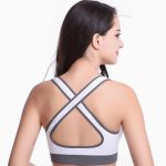 Grey Cotton Lycra Fitness Padded Stretch Sports Bra