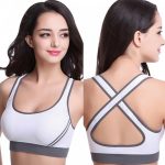 Grey Cotton Lycra Fitness Padded Stretch Sports Bra