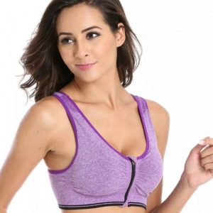 Purple Cotton Fitness Padded Stretch Sports Bra