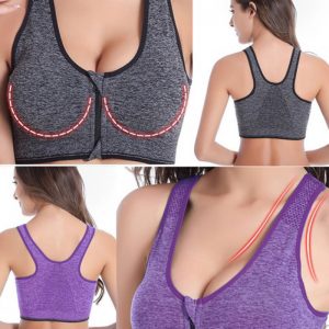 Grey Cotton Fitness Padded Stretch Sports Bra