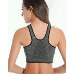 Grey Cotton Fitness Padded Stretch Sports Bra