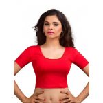 Red Colour Lycra Plain Stitched Blouse