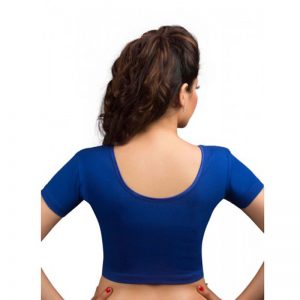 Royal Blue Colour Lycra Plain Stitched Blouse