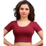 Maroon Colour Lycra Plain Stitched Blouse